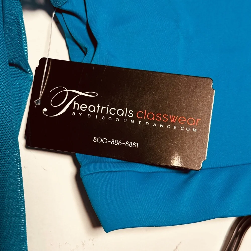 MC Theatricals dancewear Teal Crop Top Shorts Set Dance Gymnastics Workout NWT